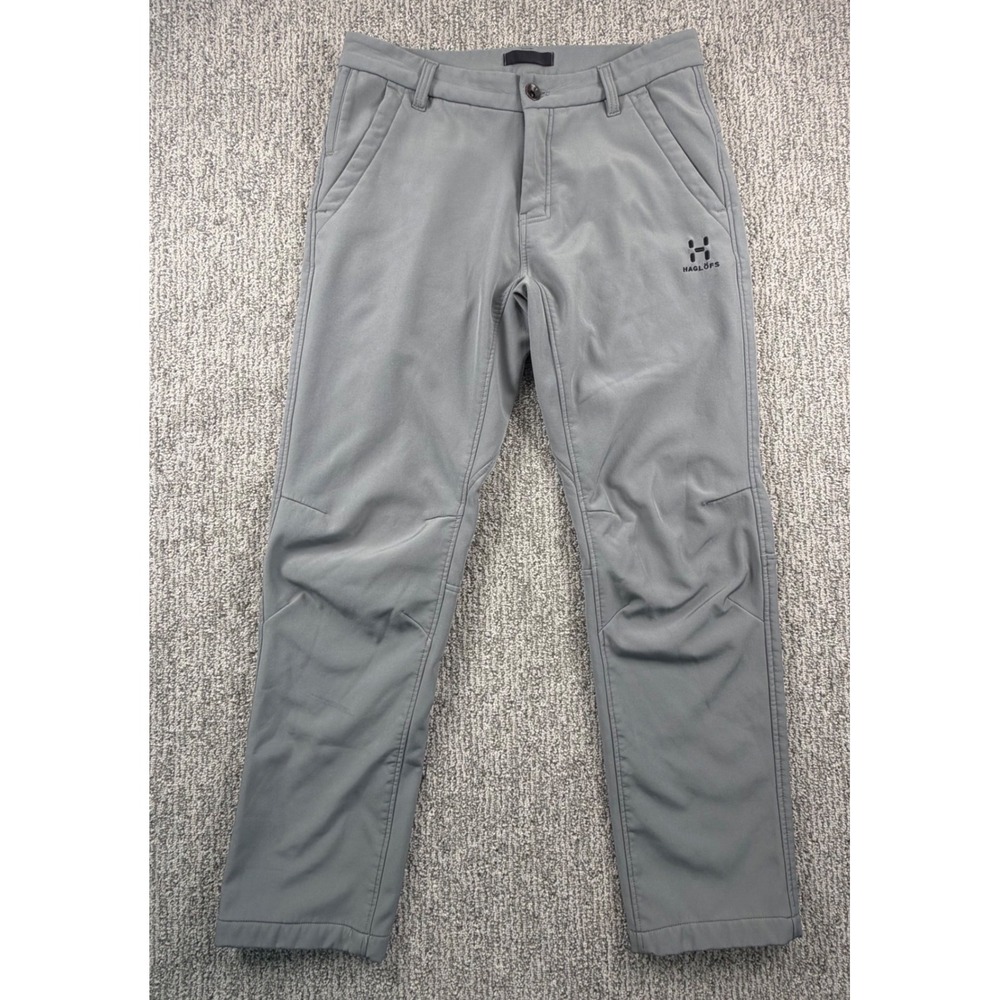 Haglöfs Softshell Pants Mens 32x30 Gray Fleece Lined Outdoor Hiking Trekking